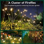 10 LED Solar Garden Lights Powered Firefly Lights Outdoor Waterproof Vibrant Garden Lights for Patio Pathway Decoration,Warm