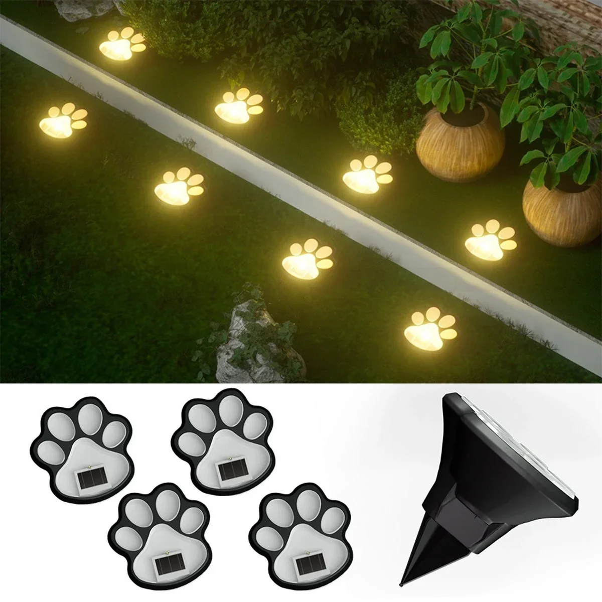 Solar Lawn Light Dog Paw Footprints Stairs Light Outdoor Waterproof Balcony Garden Fence Landscape Decoration Solar Powered Lamp