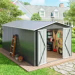 10×12 FT Outdoor Storage Shed, Garden Shed with Lockable Doors, Tool Sheds for Backyard Garden Patio Lawn