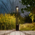 LED Bollard Landscape Light Outdoor Black Garden Pathway Lighting Fixtures Floor Lawn Lamp for Pillar Driveway Patio Yard Decora